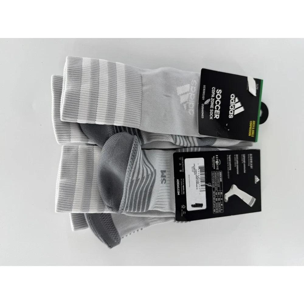 Adidas Soccer Copa Zone Socks Grey Small Over Calf Arch Ankle Compression 2 Pack